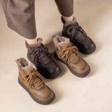 洋气妈妈鞋子棉鞋加绒保暖防水雪地靴加厚底中年短靴子女鞋秋冬季