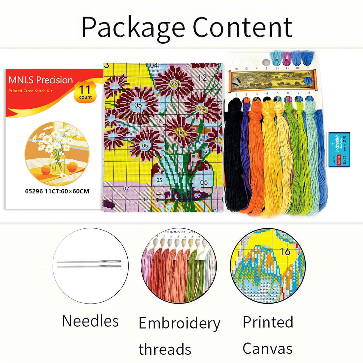 Impresión de alta definición pequeña margarita bordado cruzado pinturas decorativas del hogar DIY fabricantes de paquetes de materiales al por mayor image 3