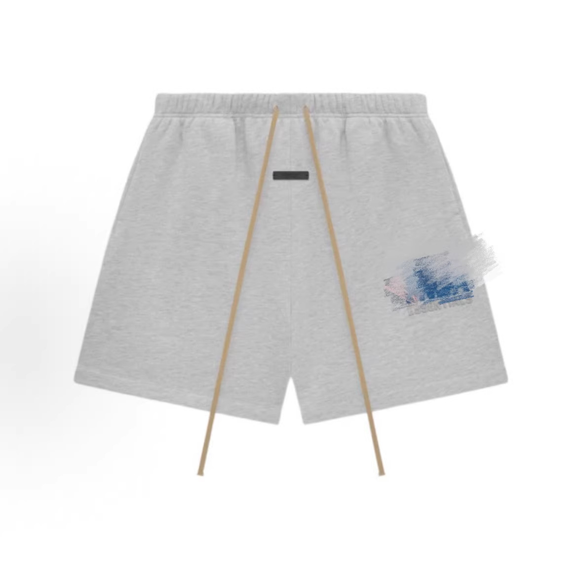 Essentials collaboration FW24 Sweatshorts with logo badge and drawstring closure, American style.