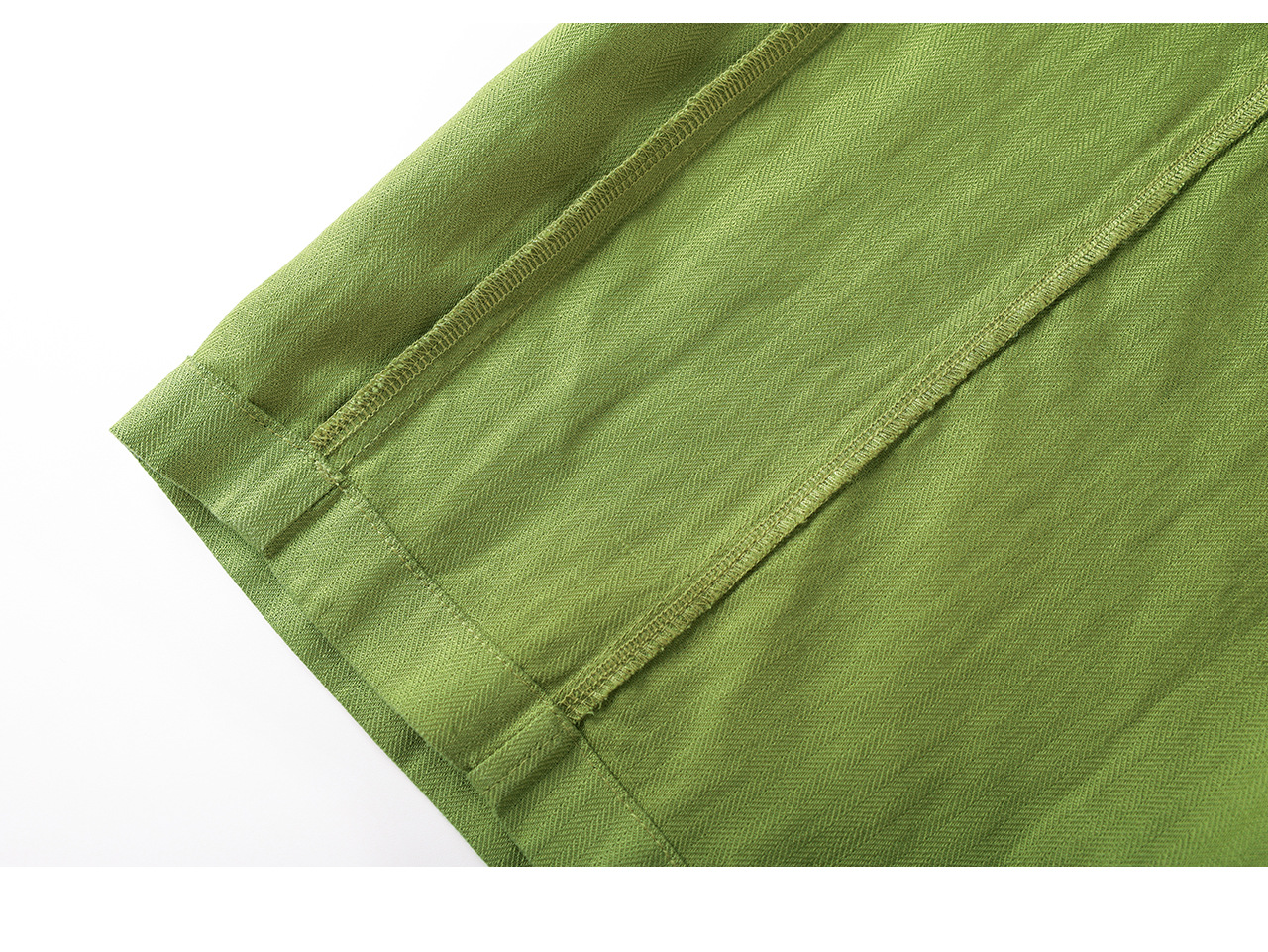 Quần culottes nữ ống rộng chất liệu linen phối lụa, cạp chun rút dây, dáng suông mềm mại — màu xanh táo chi tiết 34