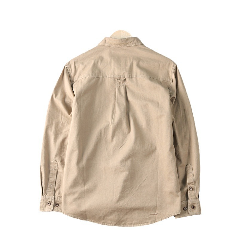 Casual suelta camisa de manga larga transfronteriza primavera y otoño nuevo gran color sólido camisa de trabajo juvenil chaqueta de hombre