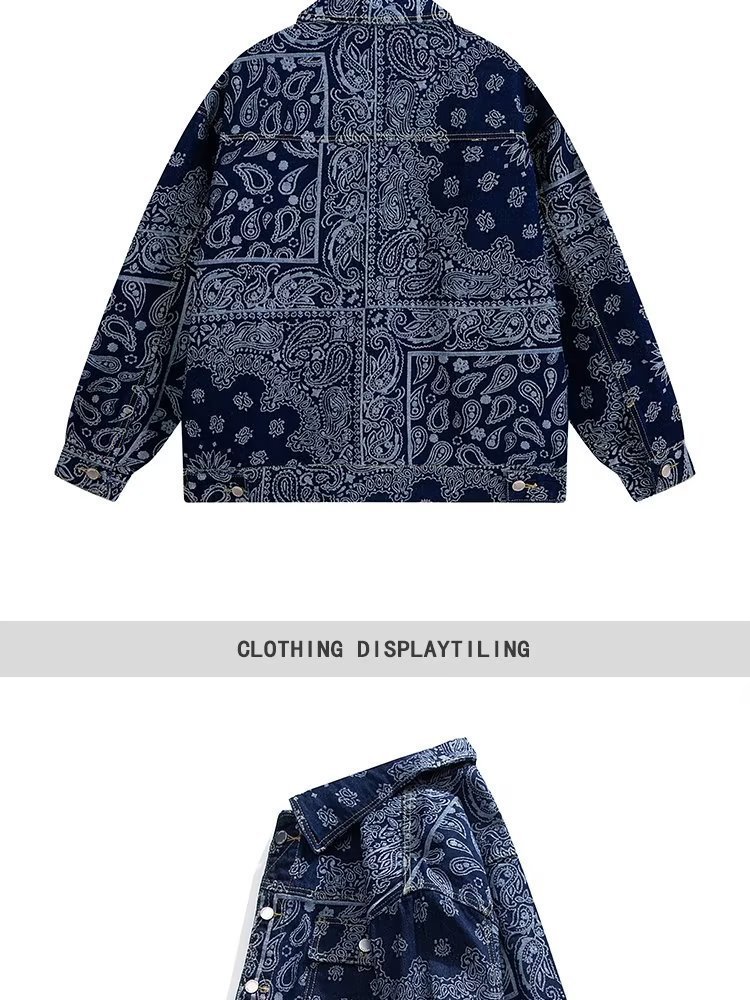 Retro Hong Kong Style Men's Denim Jacket Full Print Cashew Flower Trendy Brand Casual Jacquard Jacket For Spring And Autumn High End Cool_viptrois.com