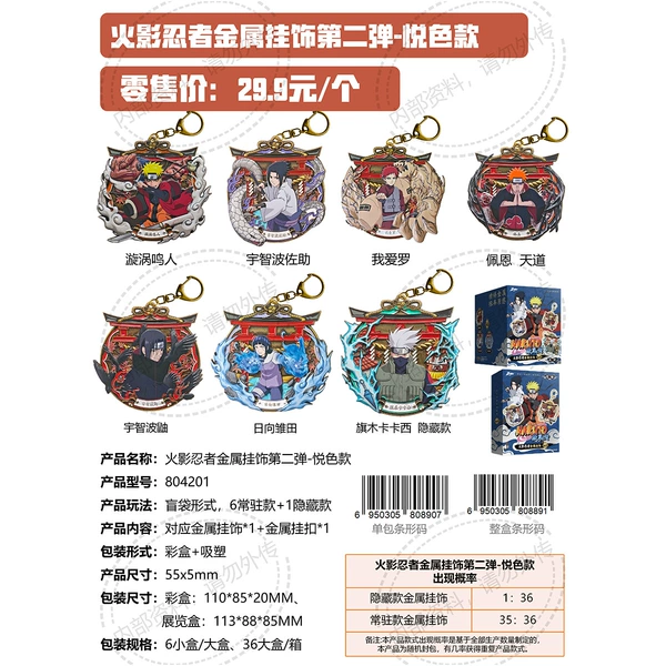 Naruto metal pendant second round - Yue color style [6 pieces/box]