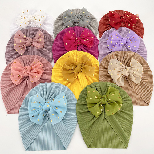 baby hat European and American summer children's cute bow hat infant boneless fetal hat baby thin hat