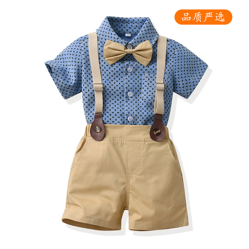 Boys Summer suit New Style Trendy Baby Internet Popular Fashionable Shirt Short-sleeved Children's Shirt Summer Boys' Shirt
