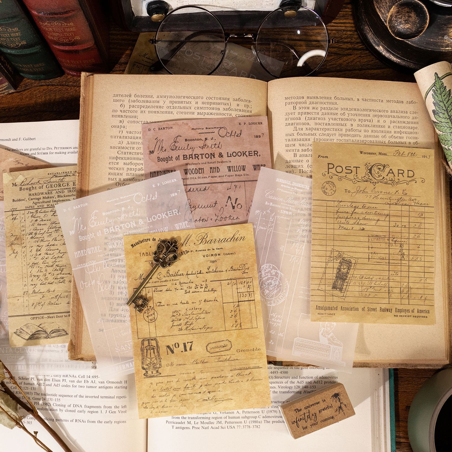 Cross-border Random Notes Series American Retro Handwritten Note Materials, Translucent Paper Stickers, Manuscripts, Invoices