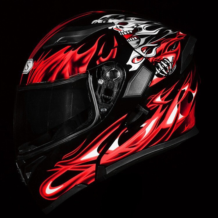 Ai Shi Motorcycle Helmet Men's Full Helmet Excovering Helmet Double Lens Riding Motorcycle Women's Bluetooth Four Seasons Safe Winter