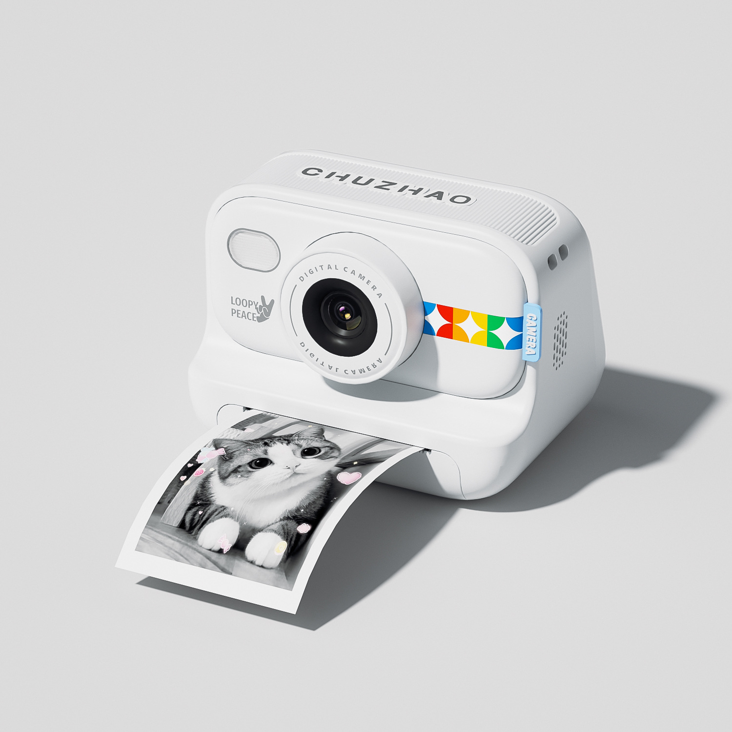 White model 2.0inch can take photos and print out paper (3 rolls of printing paper included)