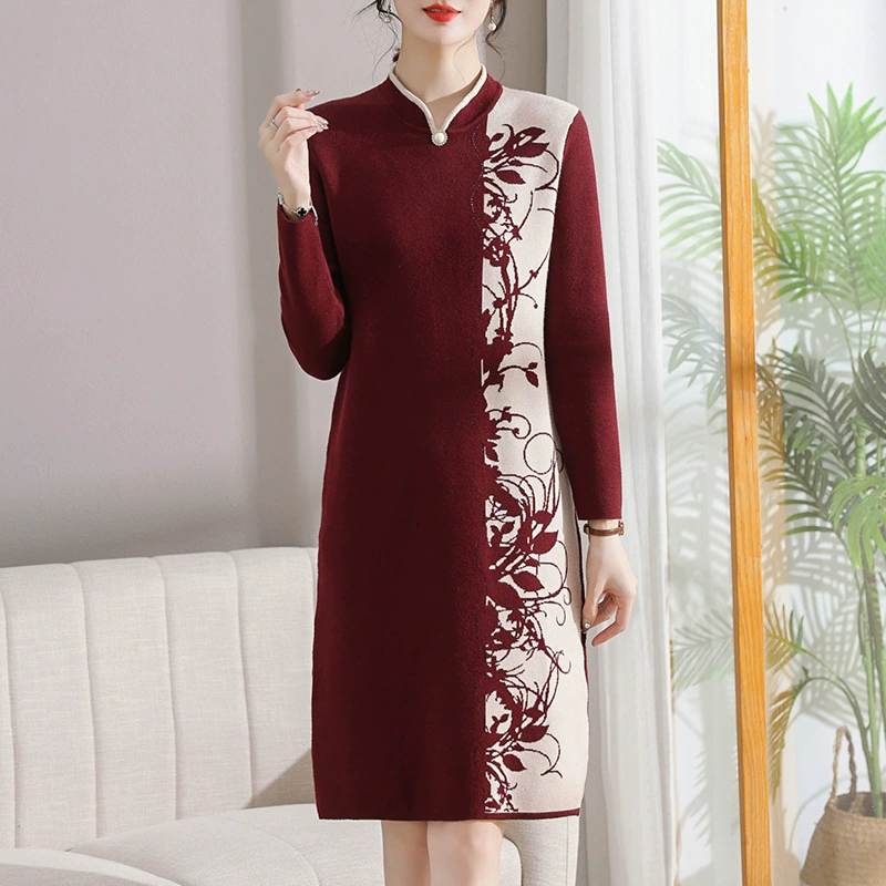 Новый Си свекровь свадебное платье плюс размер среднего возраста и пожилых платье Западный стиль нижний свитер весна, осень и зимняя одежда для женщин