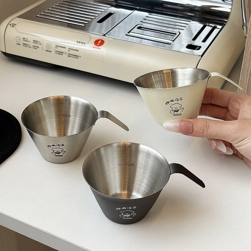 British Espresso Measuring Cup 304 Stainless Steel Extraction Cup Espresso Ounce Scale Cup 100ml
