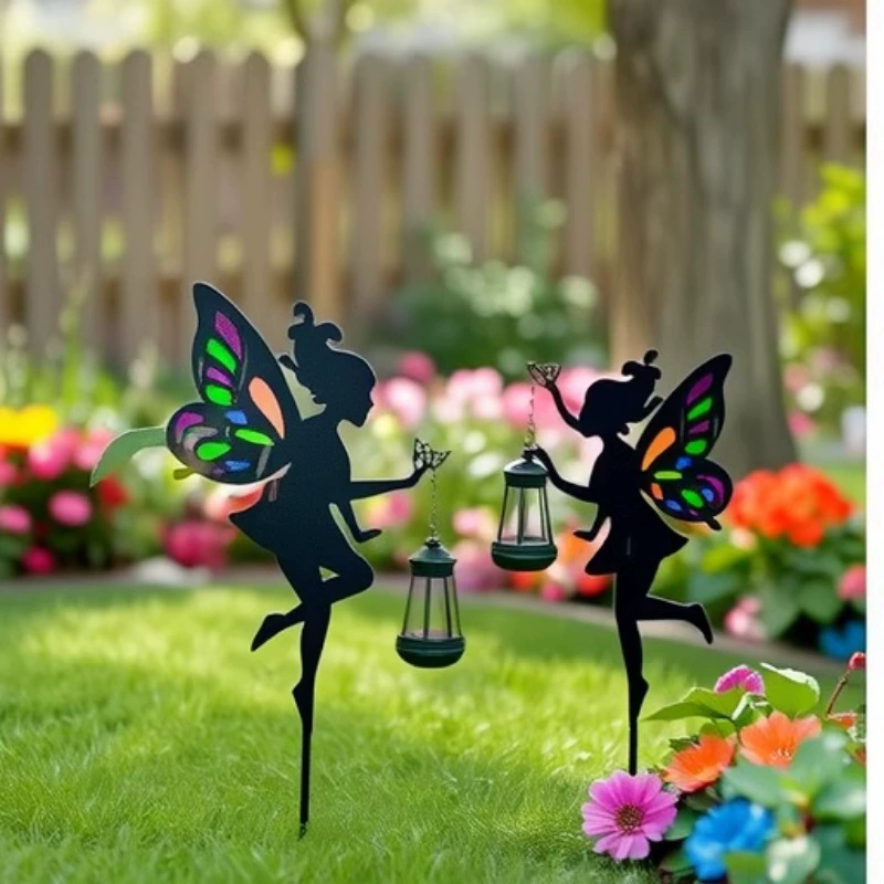 Трансграничные новые красочные стеклянные крылья цветочные феи фонарь солнечная земля газонный свет двор наружная атмосфера декоративный свет