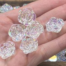 炫彩玫瑰花diy有孔14/16/19mm透明亚克力度彩款山茶花配件