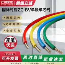 廣深電纜ZC-BV單股硬線1.5/2.5/4/6/10平方純銅國標電線阻燃家用