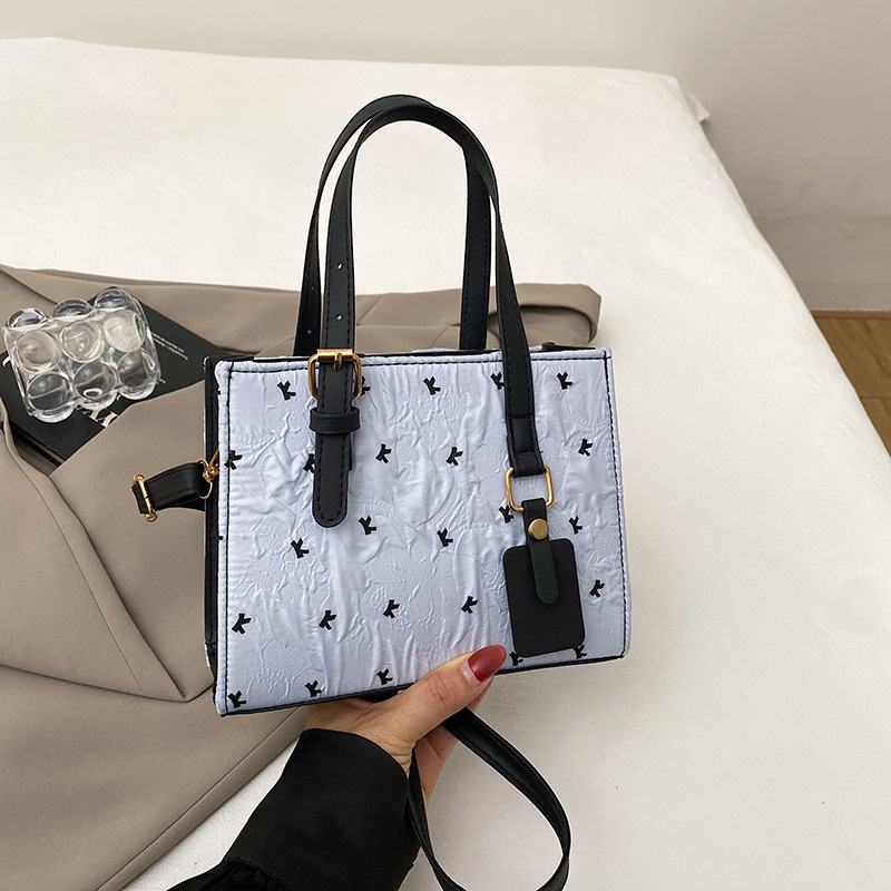 クロスボーダー新スタイルリボンプリントトートバッグ大容量ファッショナブルな質感シングルショルダー脇の下バッグ学生通勤バッグ女性|undefined