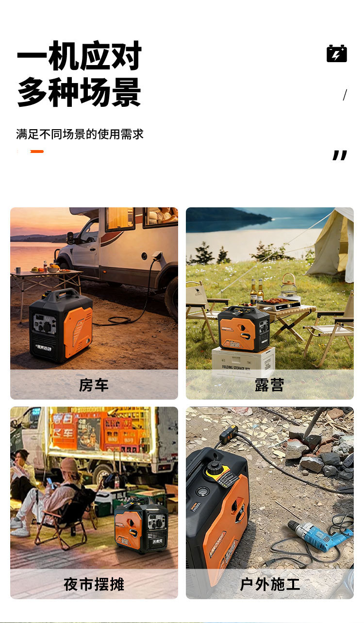 Silent Gasoline Generator Portable Inverter Small Household Generator for Camping High-Power Outdoor Power Supply 230V