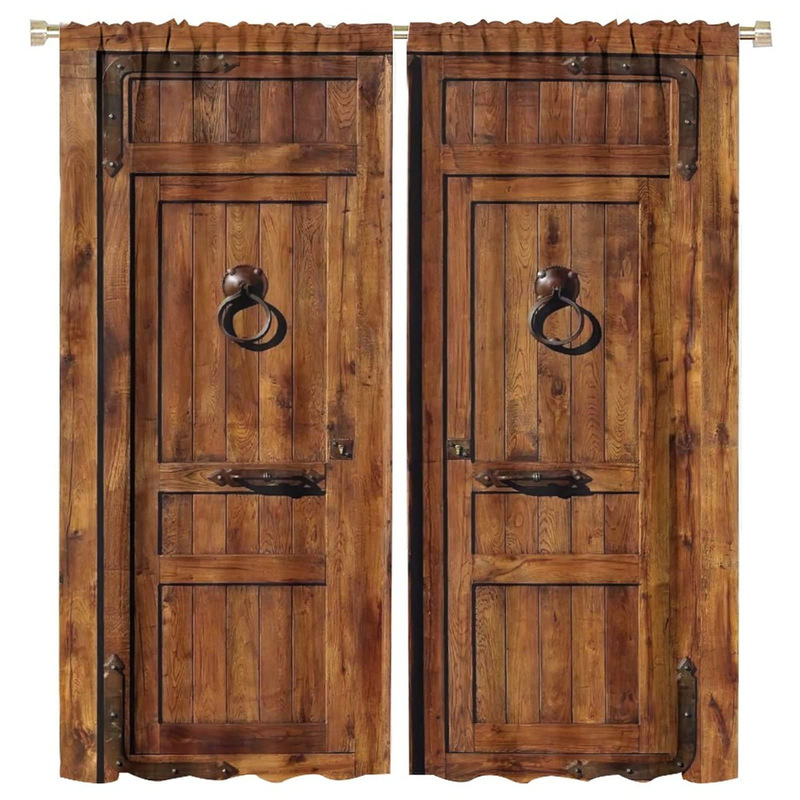 Cross-Border Wholesale Vintage Wooden Western Cowboy Country Barn Door Digital Print Curtains for Bedroom and Living Room Manufacturer Cross-Border Wholesale Vintage Wooden Western Cowboy Country Barn Door Digital Print Curtains for Bedroom and Living Room Manufacturer