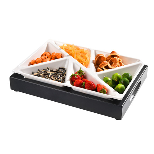 Bar 6-in-1 snack plate fruit plate KTV luminous fruit platter iron painted black commercial snack plate holder set