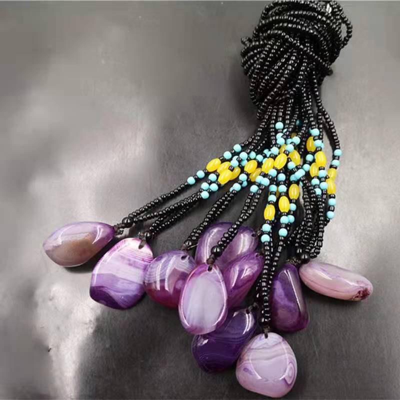 厂家批发缠丝玛瑙小石头 挂件 毛衣链 项链 送家人 送朋友