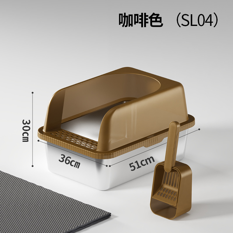 스테인레스 스틸 고양이 쓰레기 분지 넓은 두꺼운 누출 방지 모래 큰 공간 오픈 고양이 화장실 안티 스플래시 샌드를 청소하기 쉽습니다.