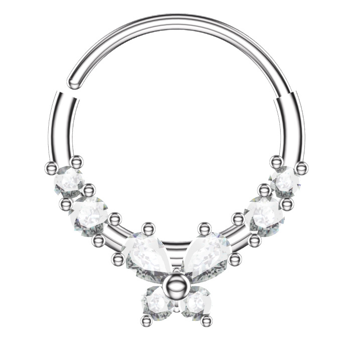 Piercing naso zircone fiocco e orecchie di gatto in rame gioiello_voghion.com