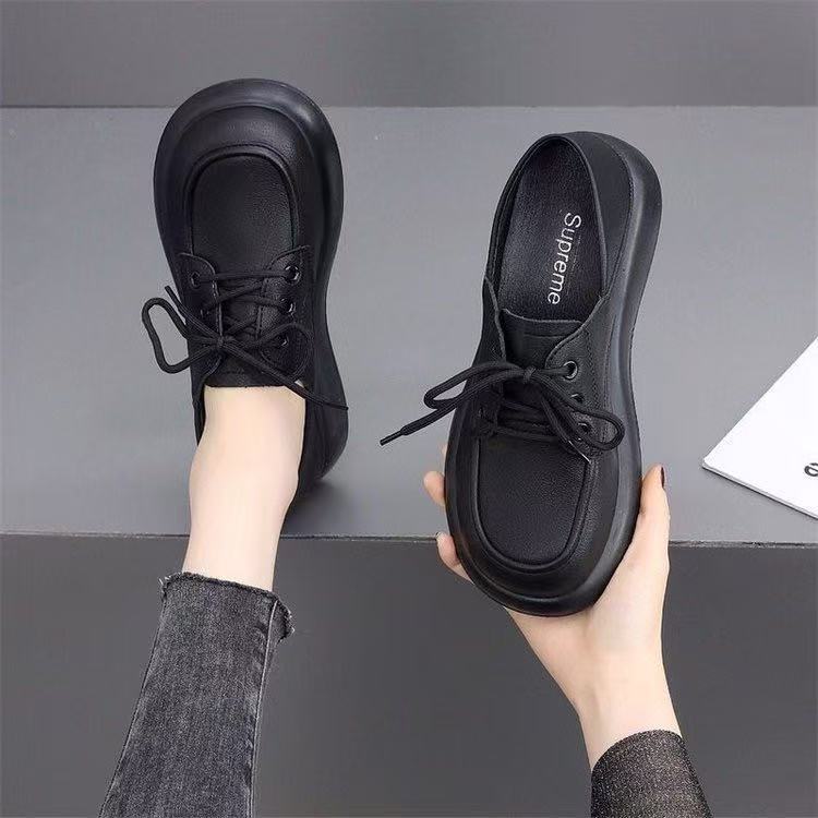 Zapatos de cuero de estilo británico para mujeres 2025 primavera y otoño dos zapatos de trabajo Lefour nuevos zapatos de cuero suave cómodos