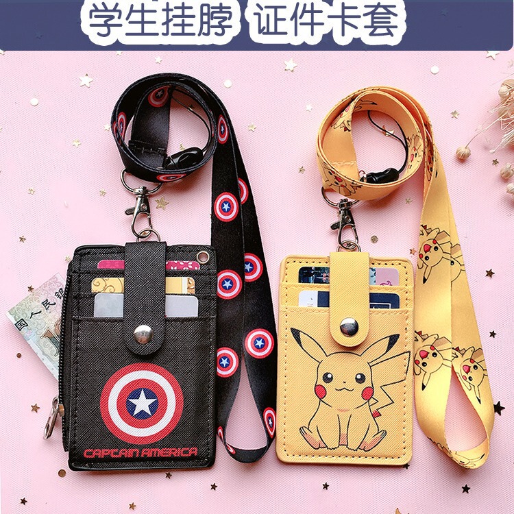 Student Campus Card Hanging Neck Card Case Transparent Window Coin Purse Hanging Rope Card Case Pickup Card Case ID Card Meal Card