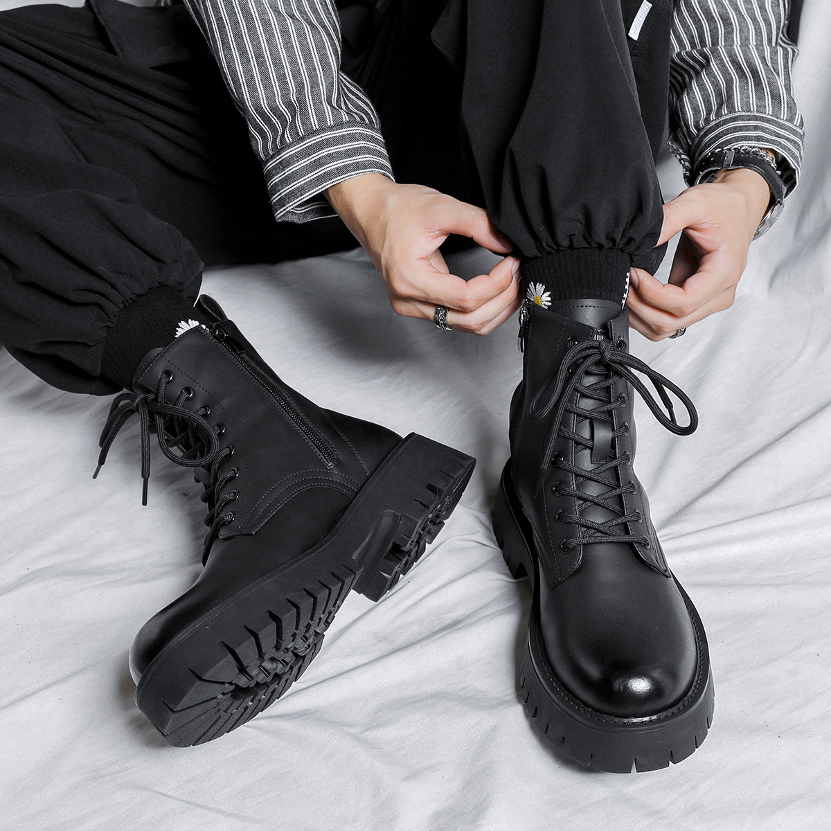 2023 Autunno/inverno nuovi stivali Martin in vera pelle da uomo stile britannico a botte alta_voghion.com