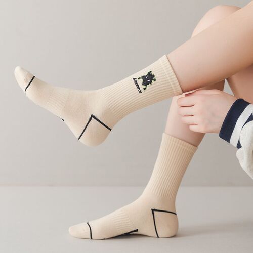 South Korea ADER Double Luo Mouth Label Embroidered Socks Double Needle Street Fashion Socks Pure Cotton Mid-Tube Sports Socks Unisex for Men and Women
