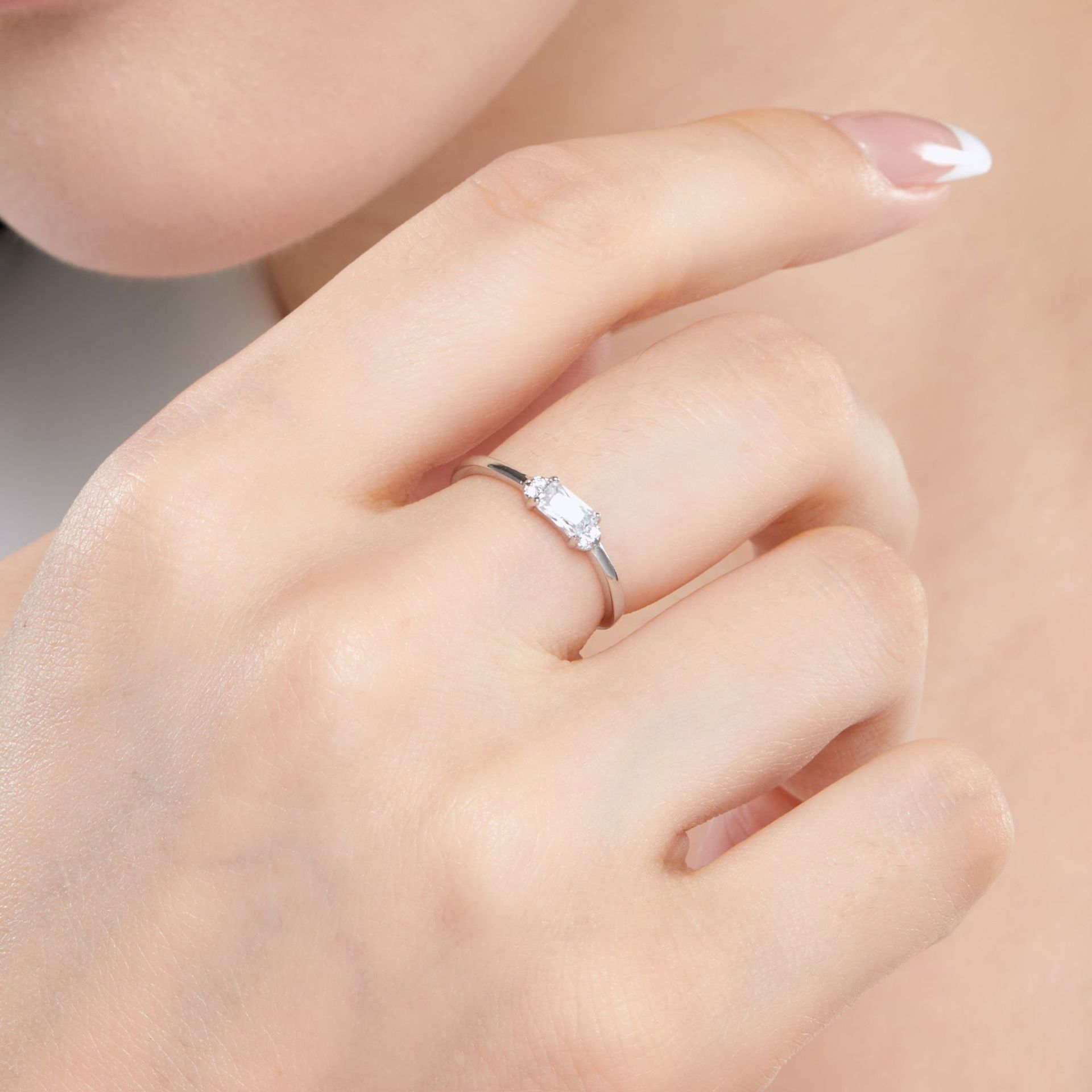 Simple Style Geometric Silver Plating Zircon Open Ring