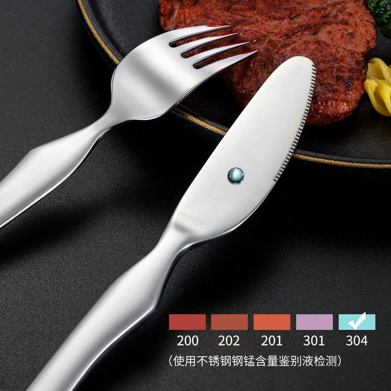 Cuchillo de acero inoxidable 304, tenedor y cuchara creativa occidental vajilla cuchara Tenedor Cruz-frontera de los niños cuchara vajilla Conjunto de 4 piezas