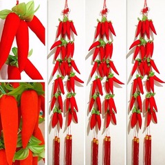 New Year decorations large Chinese knot pendant fabric pepper string pendant simulated red pepper 18-head Chinese knot