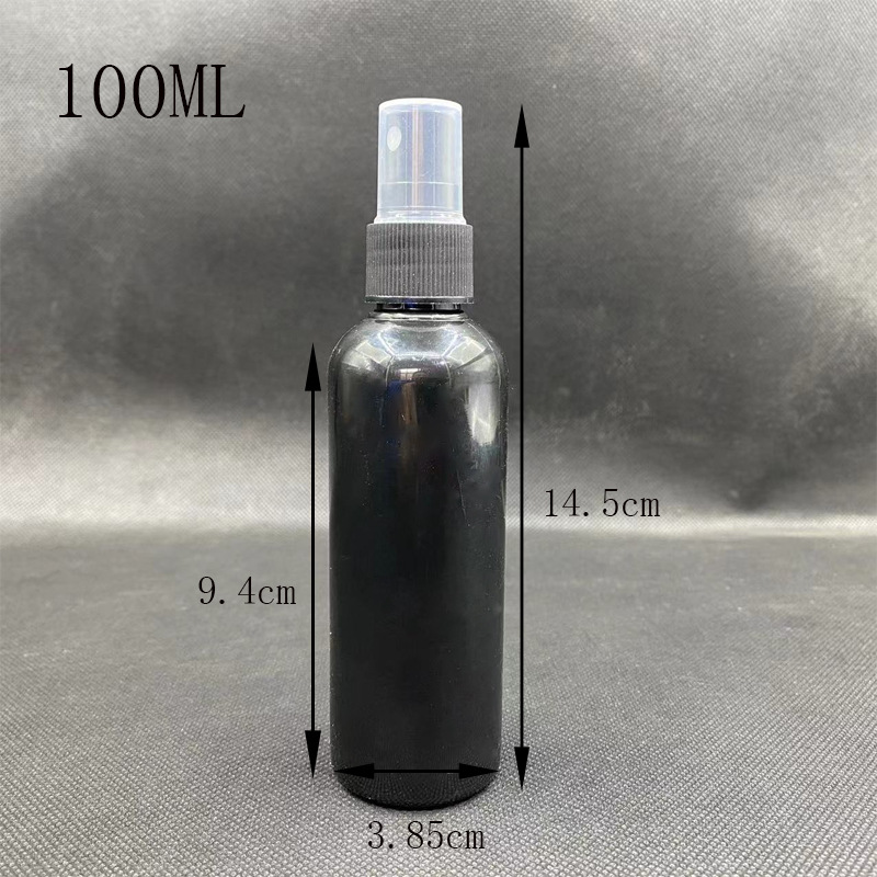 En stock 50ml 100mL pequeña regadera alcohol sub-botella de spray de niebla fina botella de plástico a prueba de luz pequeña botella de spray