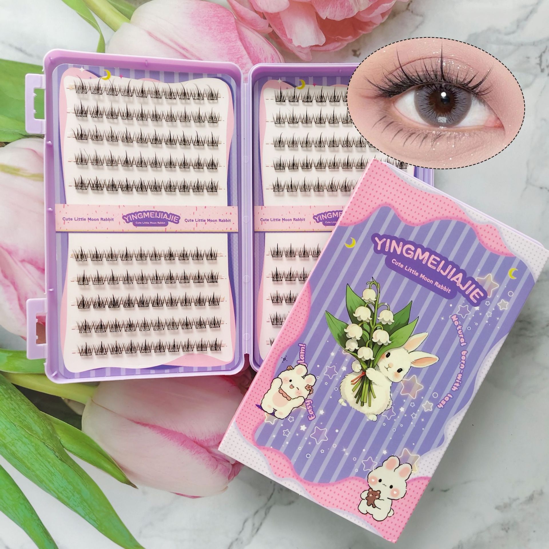 20 filas de paquete de caja de regalo de pestañas falsas transfronterizas, pestañas falsas densas, pestañas falsas sin pegamento.