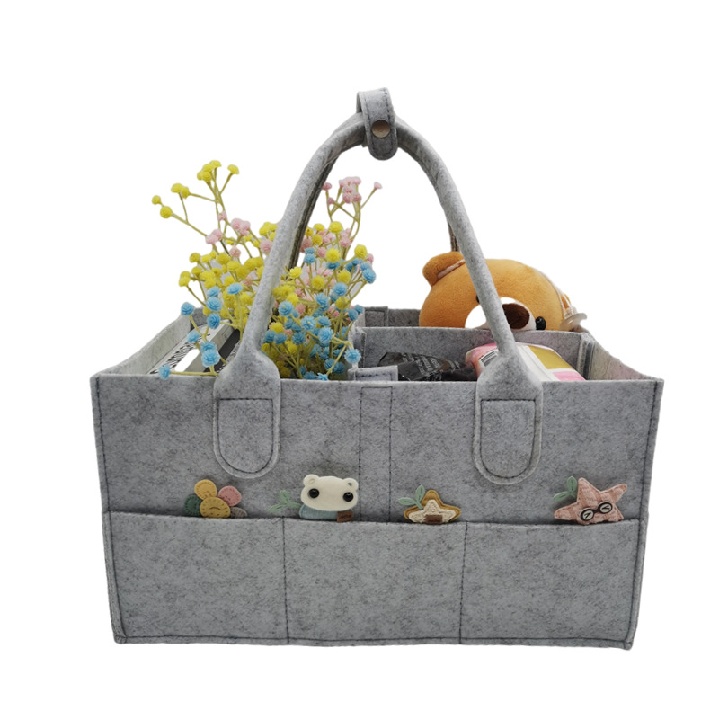 머리카락을 대신해 탈착식 펠트 보관 바구니 아기 기저귀 보관 가방 주최자 단색 기저귀 가방 엄마 가방 도매