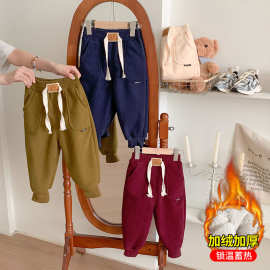 新款秋冬季加绒加厚男女宝宝保暖外穿时尚裤超细条灯芯绒韩版儿童