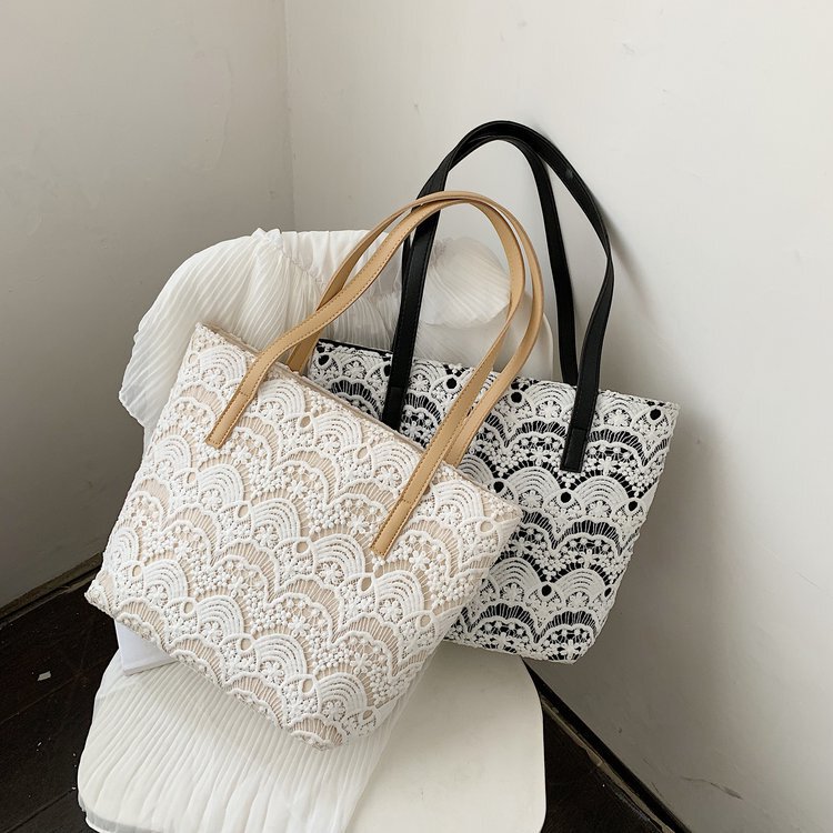 Korean style big bag female girl lace shoulder bag fashion shopping student bag 2022 summer new tote bag