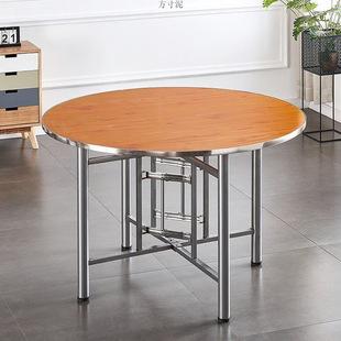 Large Round Table Round Tabletop Folding Table Frame Combination Glass Turntable Dining Table Canteen Dining Table Country Home Hotel Table