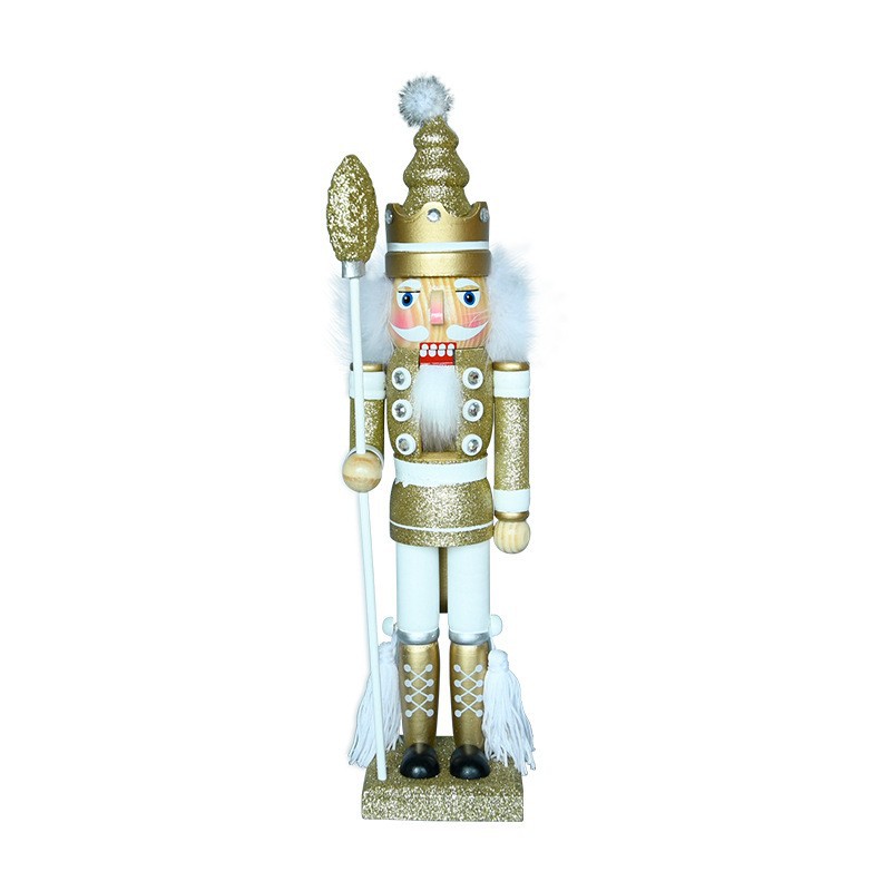 40cm cara negra nuez soldado personaje títere dibujos animados creativos personajes tallados decoraciones de madera de Navidad regalos de vacaciones