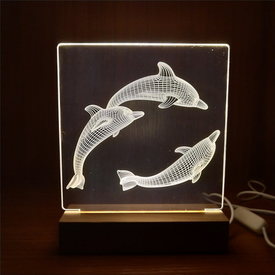 榉木3D小夜灯底座 人体感应长条灯七彩酒柜led厨房鞋柜衣柜灯推荐|ms