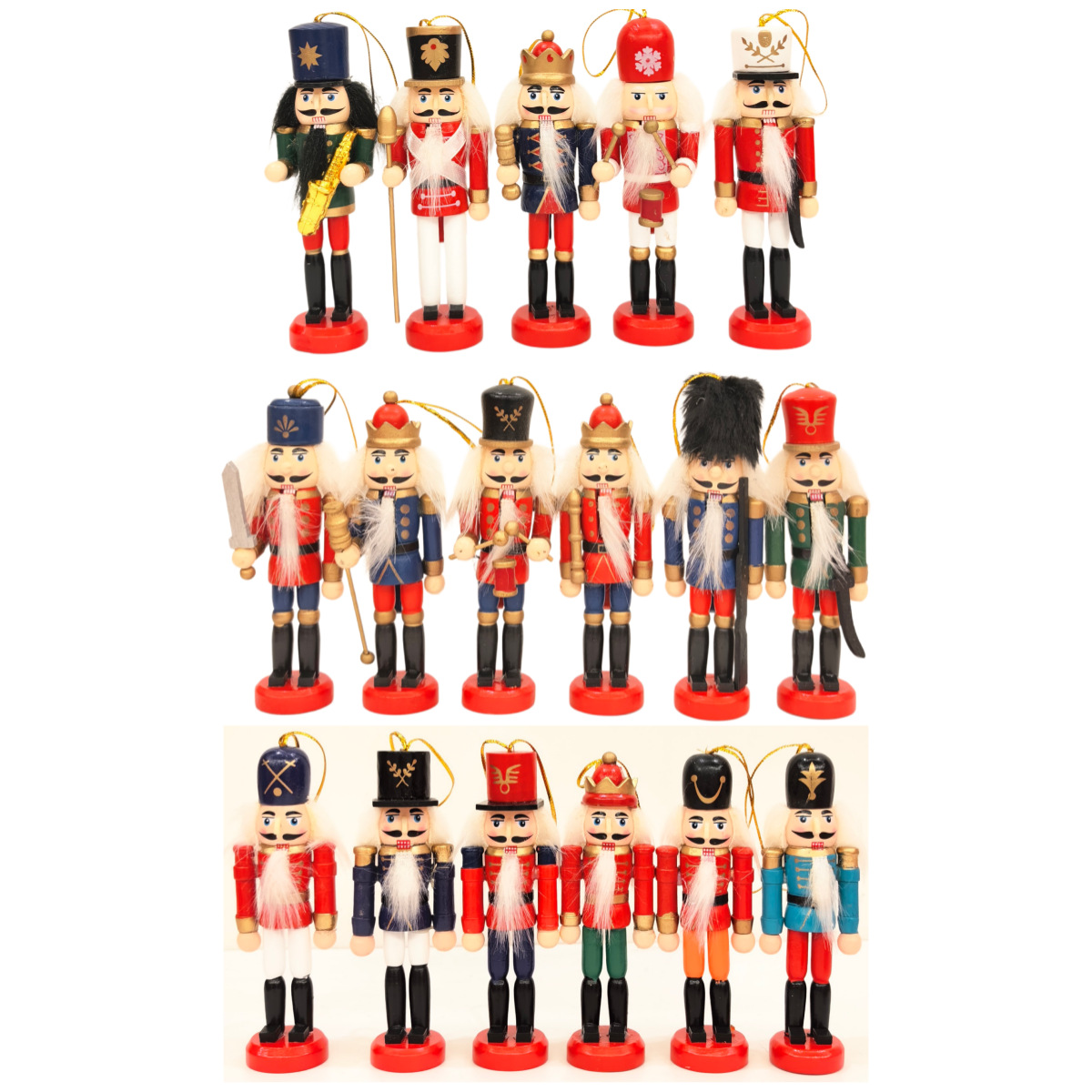 Adorno Colgante Navideño de Soldado Cascanueces de 12 CM de Madera de Loto