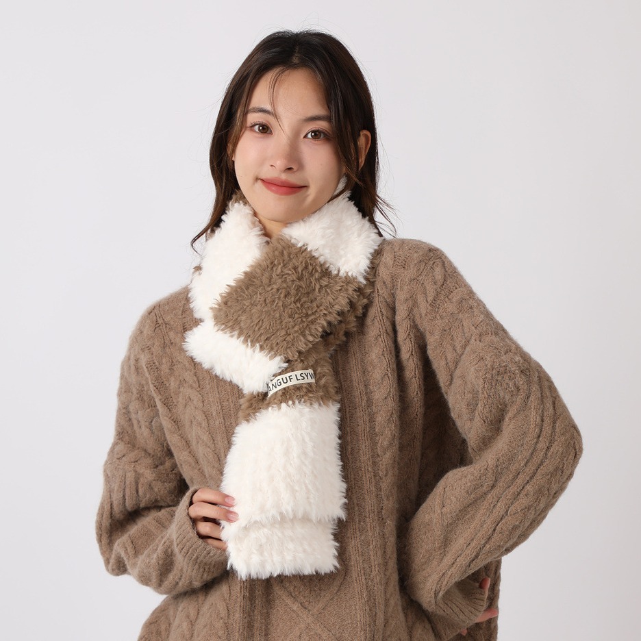 화이트 카키 스카프