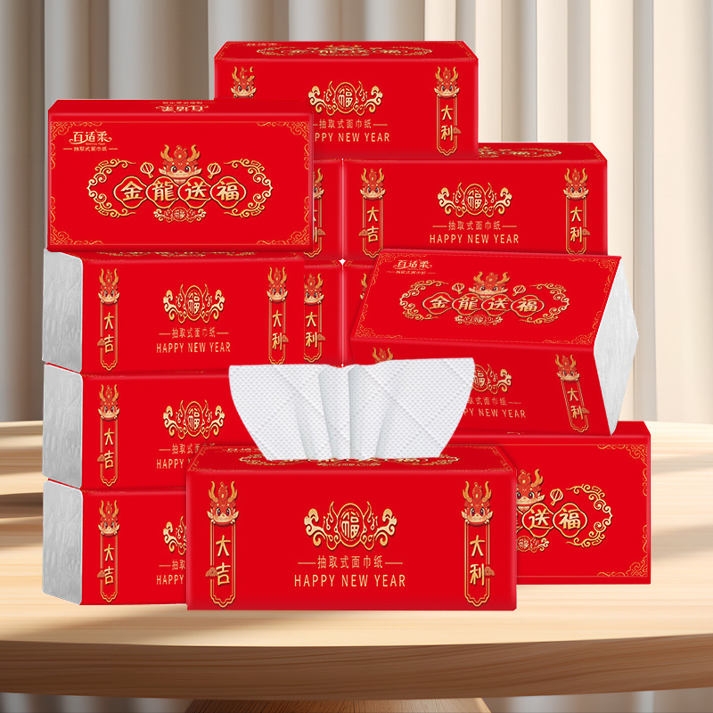 Large bag of paper household removable sanitary four-layer thick tissue napkin embossed tissue manufacturers wholesale