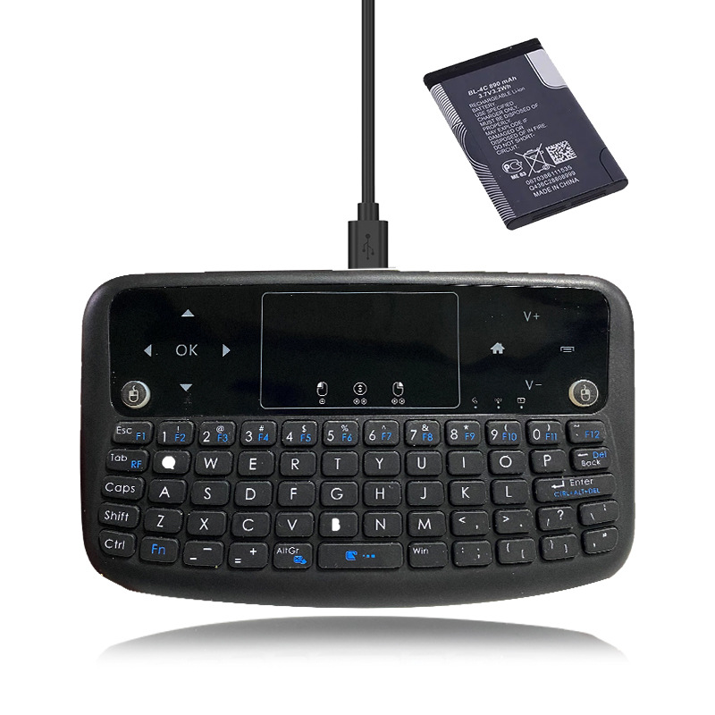 Mini teclado inalámbrico ardilla voladora aérea carga transfronteriza panel táctil plano teclado de control remoto retroiluminado de 7 colores