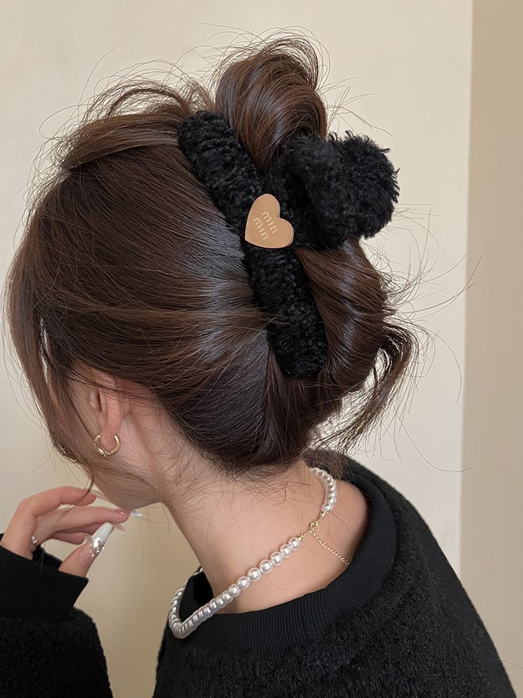 10#Black teddy curly heart logo 13cm