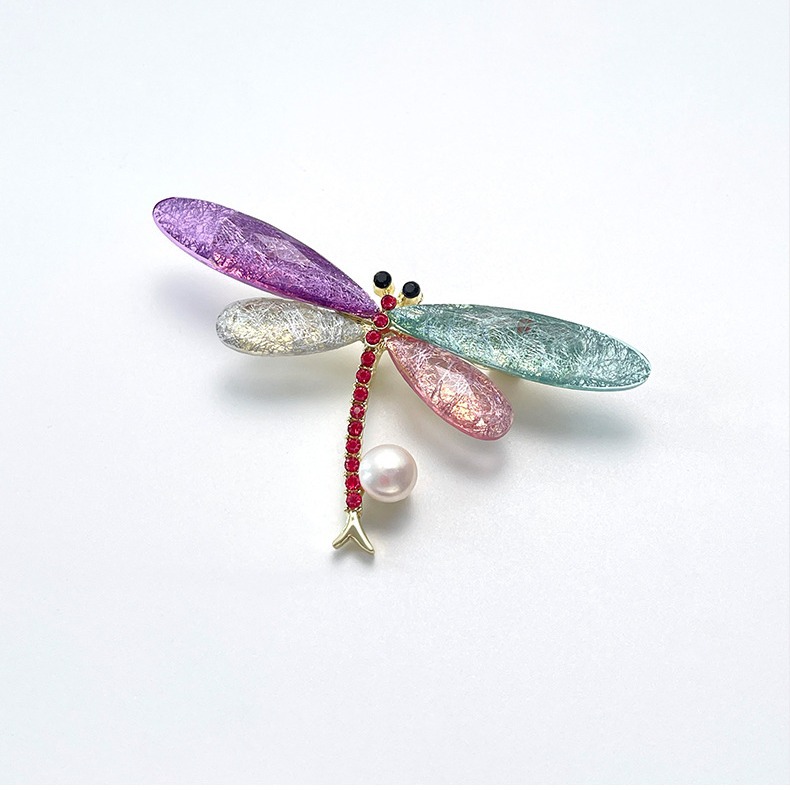 Freshwater pearl temperament fashion corsage new blue dragonfly elegant brooch fixed clothes to prevent exposure_voghion.com