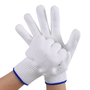 VLEN fleece-lined thickened labor cotton gloves for autumn and winter non-slip encrypted white cotton yarn wholesale thickened wear-resistant