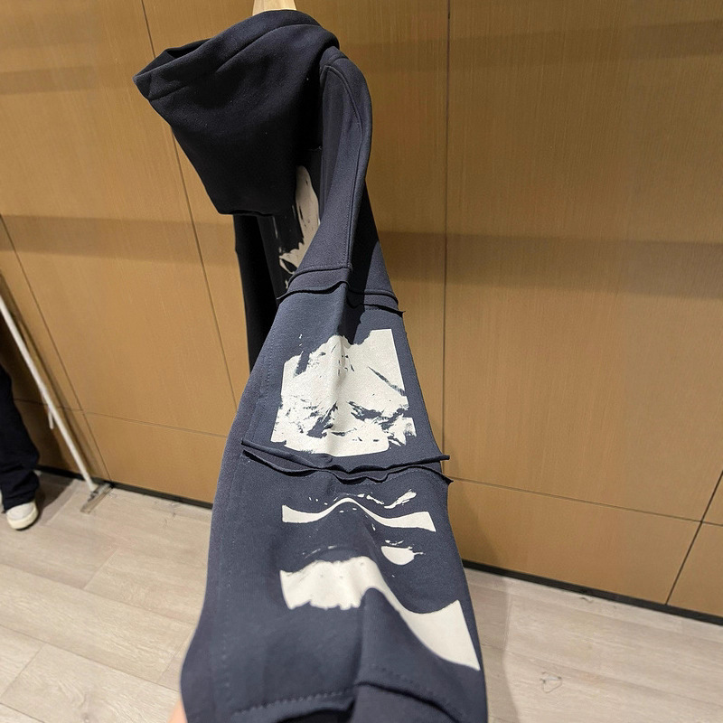 ERD麦当娜舞女插画拼接贴布水洗做旧男女潮牌宽松拉链连帽衫卫衣|undefined