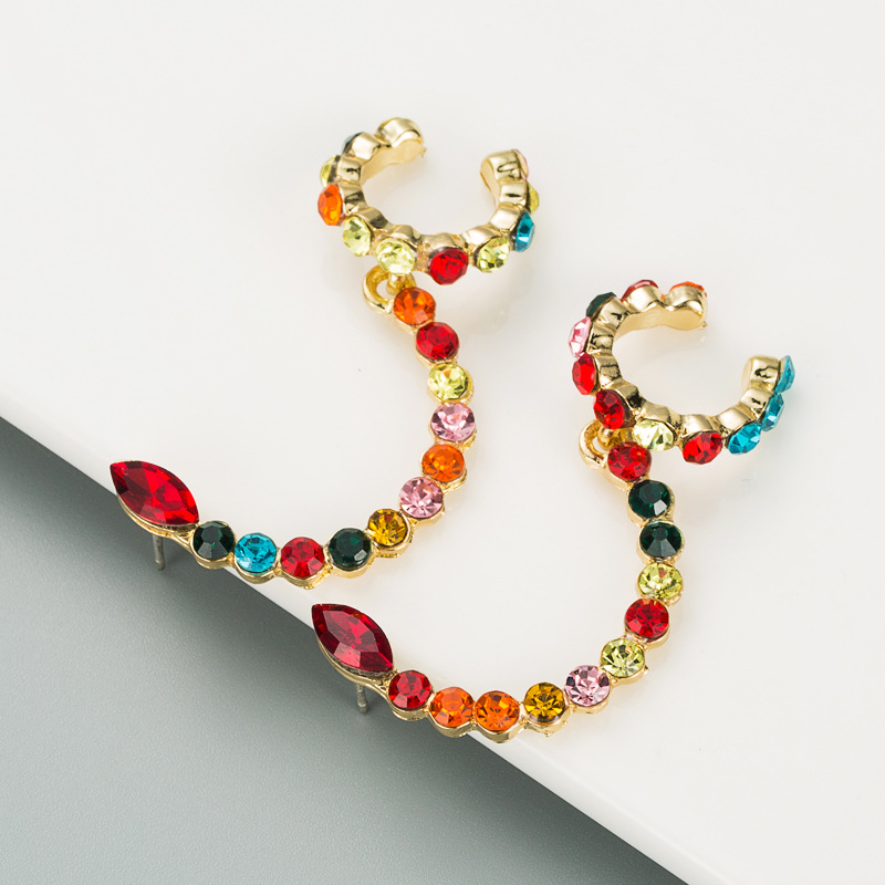 Alloy Inlaid Color Rhinestone Hip-hop Earrings display picture 6