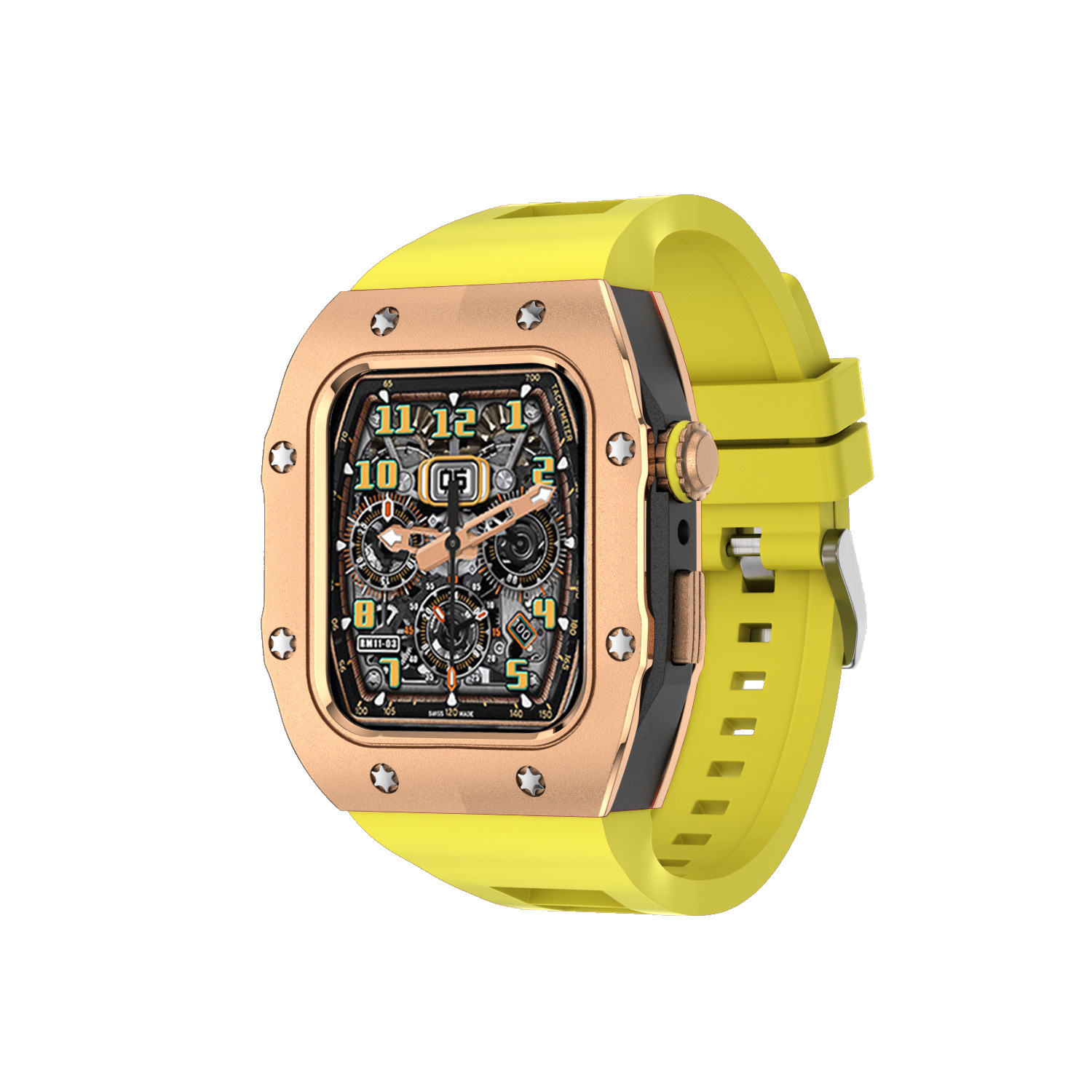 Adecuado para Apple Watch modificación Shell Apple reloj protector Shell integrado Correa armadura caja de metal 44/45
