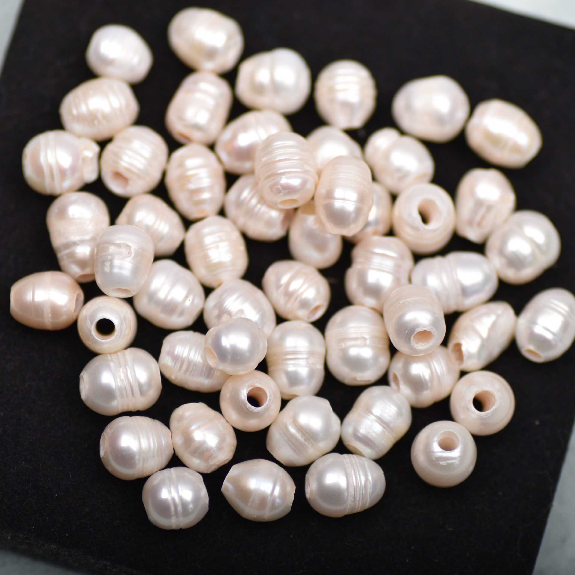 Natural Freshwater Pearl Threaded Rice-Shaped Large Hole Beads for Bracelet DIY Handmade Jewelry Craft Materials